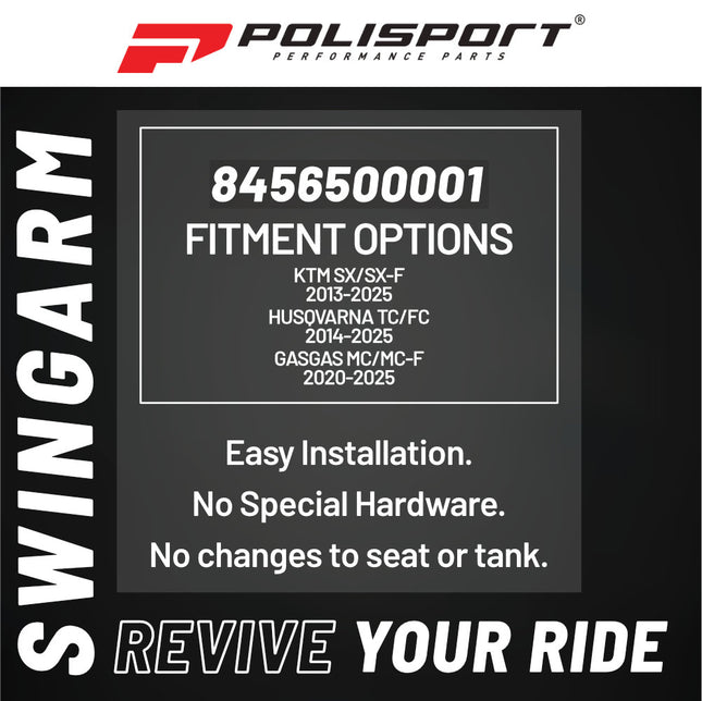 Polisport Motocross Motorcycles (MX) Swingarm Protector for KTM SX/SX-F (2013-2025), Husqvarna TC/FC (2014-2025), GasGas MC/MC-F (2020-2025) Dirt Bikes - Black
