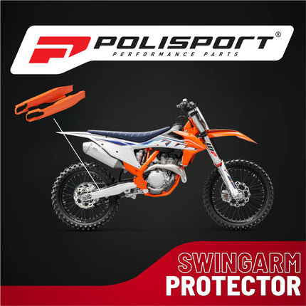 Polisport Motocross Motorcycles (MX) Swingarm Protector for KTM EXC 125/200/250/300 (2012-2023), EXC-F 250/350/450/500 (2012-2023) Dirt Bikes - High Impact & Abrasion Resistance - Orange