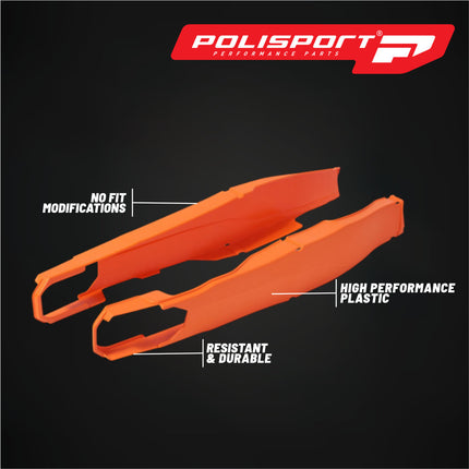 Polisport Motocross Motorcycles (MX) Swingarm Protector for KTM EXC 125/200/250/300 (2012-2023), EXC-F 250/350/450/500 (2012-2023) Dirt Bikes - High Impact & Abrasion Resistance - Orange