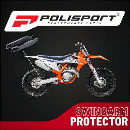 Polisport Motocross Motorcycles (MX) Swingarm Protector for KTM EXC 125/200/250/300 (2012-2023), EXC-F 250/350/450/500 (2012-2023) Dirt Bikes - High Impact & Abrasion Resistance - Grey