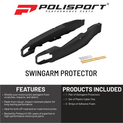 Polisport Motocross Motorcycles (MX) Swingarm Protector for Yamaha YZ250F (2009-2026), YZ450F (2009-2026), YZ250FX (2015-2026) Dirt Bikes - High Impact & Abrasion Resistance - Black