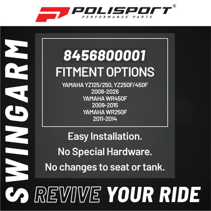 Polisport Motocross Motorcycles (MX) Swingarm Protector for Yamaha YZ125/250 (2008-2026), YZ250F/450F (2008-2026), WR250F (2011-2014), WR450F (2009-2015) Dirt Bikes -  Black