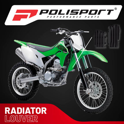 Polisport Radiator Louvers - Black Panels for Kawasaki KX 450F (2016-2023) - OEM Fit, Durable Plastic, Enhanced Airflow, Easy Installation