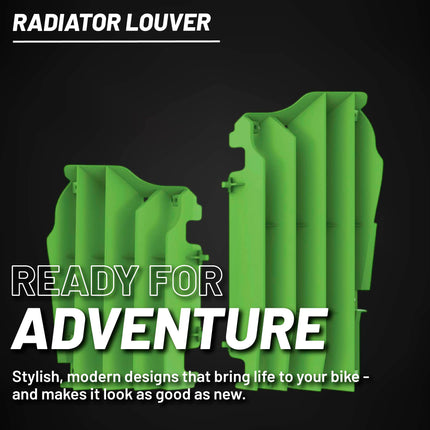Polisport Radiator Louvers - Green Panels for Kawasaki KX 450F (2016-2023) - OEM Fit, Durable Plastic, Enhanced Airflow, Easy Installation