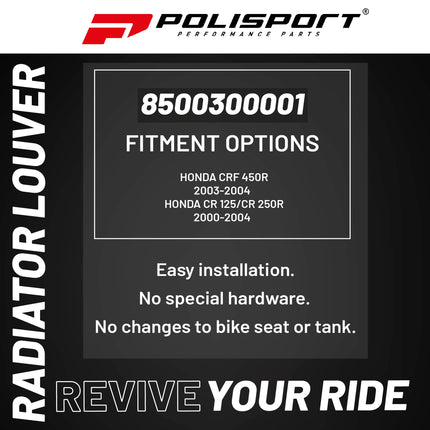 Polisport Radiator Louvers - White Panels for Honda CRF 450R (2003-2004) Honda CR 125/CR 250R (2000-2004) - OEM Fit, Durable Plastic, Enhanced Airflow, Easy Installation