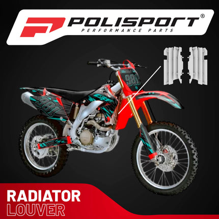 Polisport Radiator Louvers - White Panels for Honda CRF 450R (2003-2004) Honda CR 125/CR 250R (2000-2004) - OEM Fit, Durable Plastic, Enhanced Airflow, Easy Installation