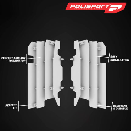 Polisport Radiator Louvers - White Panels for Honda CRF 450R (2003-2004) Honda CR 125/CR 250R (2000-2004) - OEM Fit, Durable Plastic, Enhanced Airflow, Easy Installation