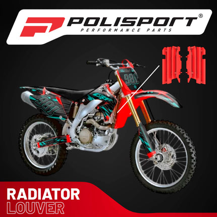 Polisport Radiator Louvers - Red Panels for Honda CRF 450R (2003-2004) Honda CR 125/CR 250R (2000-2004) - OEM Fit, Durable Plastic, Enhanced Airflow, Easy Installation