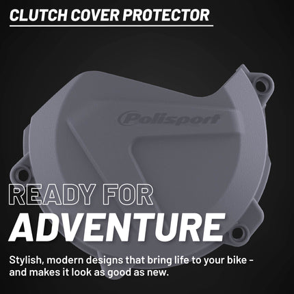 Polisport Clutch Cover Protector Kit (Grey) - Compatible with KTM EXC-F/XCF-W 450/500 (2017-2023) XC-F/SX-F 450 (2016-2022) & Husqvarna FC450 FS450 FX450 FE 450/501 (2016-2022)
