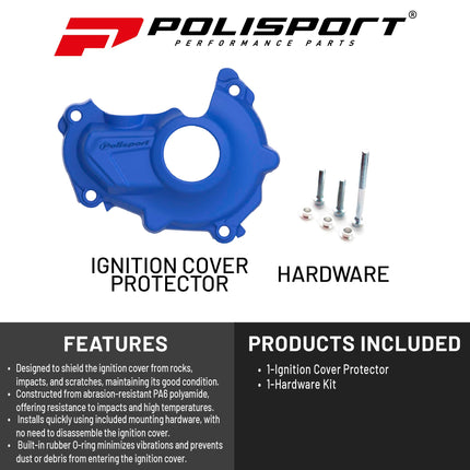 Polisport Motocross Motorcycles (MX) Ignition Covers Protector Kit for Yamaha YZ450F (2014-17) Dirt Bikes, Impact-Resistant PA6 Polyamide, Protects Against Rocks and Scratches for MX and Enduro - Blue