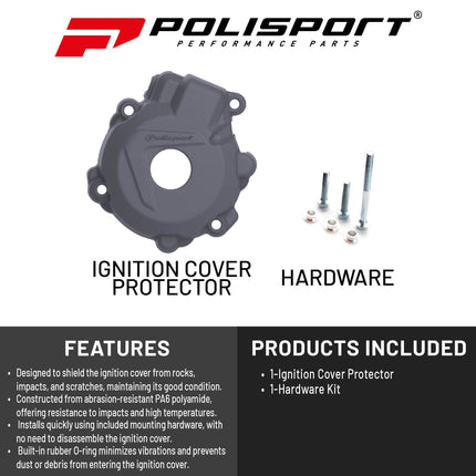 Polisport MX Ignition Cover Protector Kit (Nardo Grey) for KTM EXC-F/FR 250/350 (2013-17) & Husqvarna FE 250/350 (2014-16). Impact-resistant PA6 polyamide