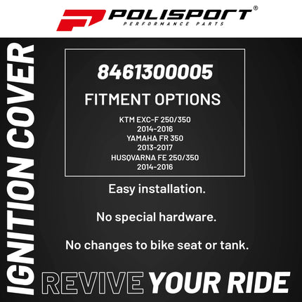 Polisport MX Ignition Cover Protector Kit (Nardo Grey) for KTM EXC-F/FR 250/350 (2013-17) & Husqvarna FE 250/350 (2014-16). Impact-resistant PA6 polyamide