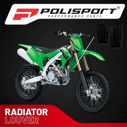 Polisport Radiator Louvers - Black Panels for Kawasaki KX 250F (2017-2020) - OEM Fit, Durable Plastic, Enhanced Airflow, Easy Installation