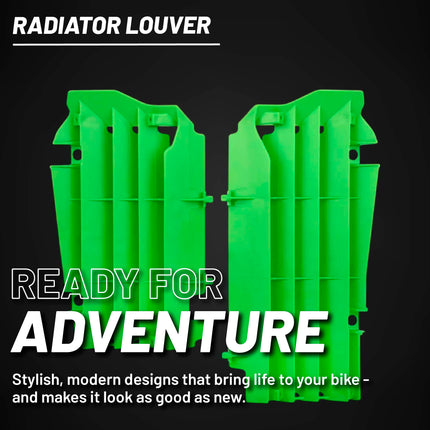 Polisport Radiator Louvers - Green Panels for Kawasaki KX 250F (2017-2020) - OEM Fit, Durable Plastic, Enhanced Airflow, Easy Installation