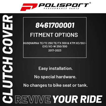 Polisport Clutch Cover Protector Kit (Black) - Compatible with Husqvarna TE/TC 250 TE/TX 300 & KTM XC/SX/EXC/XC-W 250/300 (2017-2022)
