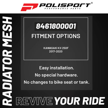 Polisport Mesh for Radiator Louvers for Kawasaki KX 250F (2017-2020) - OEM Fit,  Enhanced Airflow, Easy Installation