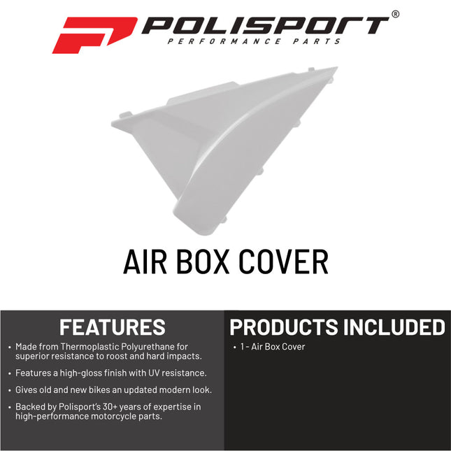 Polisport Resty Air Box Cover-OEM Replica White Side Panels in Durable Gloss Polypropylene for Beta RR250/300 2T and 350/400/450 4T (2018-2019) Motocross/Enduro Dirt Bike Parts for Superior Protection