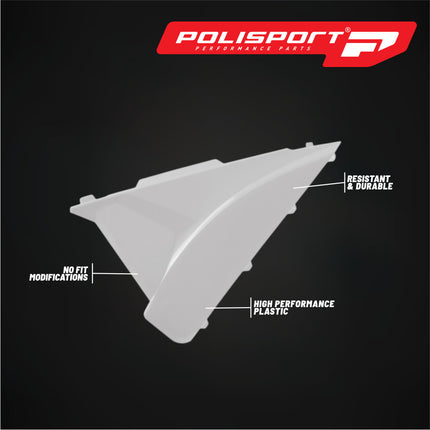 Polisport Resty Air Box Cover-OEM Replica White Side Panels in Durable Gloss Polypropylene for Beta RR250/300 2T and 350/400/450 4T (2018-2019) Motocross/Enduro Dirt Bike Parts for Superior Protection
