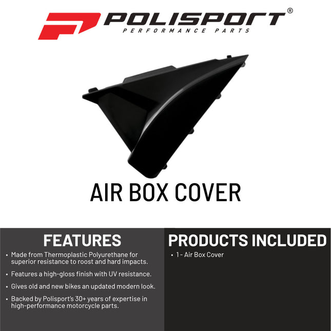 Polisport Resty Air Box Cover-OEM Replica Black Side Panels in Durable Gloss Polypropylene for Beta RR250/300 2T and 350/400/450 4T (2018-2019) Motocross/Enduro Dirt Bike Parts for Superior Protection