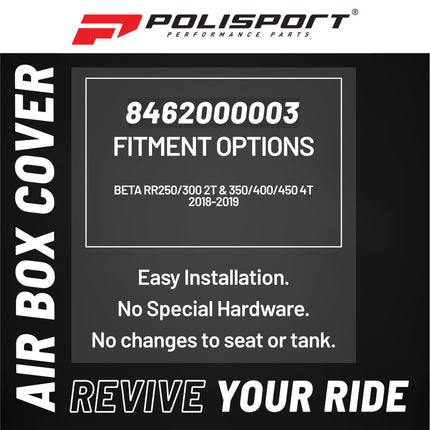 Polisport Resty Air Box Cover-OEM Replica Black Side Panels in Durable Gloss Polypropylene for Beta RR250/300 2T and 350/400/450 4T (2018-2019) Motocross/Enduro Dirt Bike Parts for Superior Protection