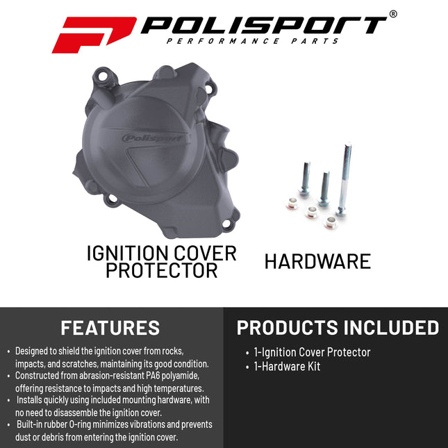 Polisport Motocross Motorcycles (MX) Ignition Covers Protector Kit for Honda CRF450R/RX (2017-20) Dirt Bikes  Nardo Grey Impact-Resistant PA6 Polyamide, Protects Against Rocks ,Scratches for MX/Enduro