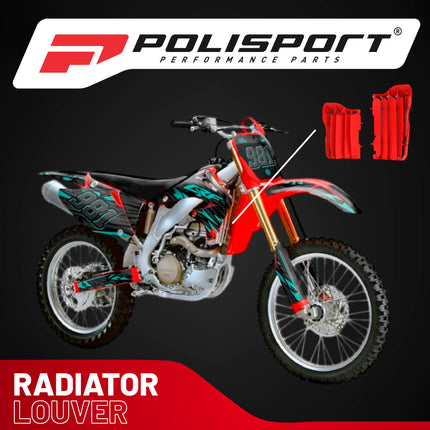 Polisport Radiator Louvers - Red Panels for Honda CRF 450R/CRF 450RX (2017-2020) - OEM Fit, Durable Plastic, Enhanced Airflow, Easy Installation