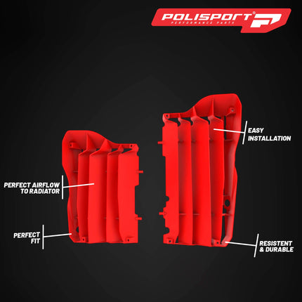 Polisport Radiator Louvers - Red Panels for Honda CRF 450R/CRF 450RX (2017-2020) - OEM Fit, Durable Plastic, Enhanced Airflow, Easy Installation