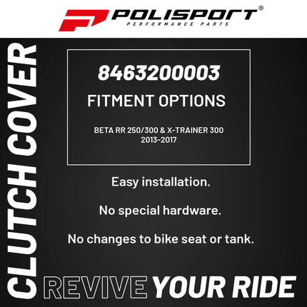 Polisport Clutch Cover Protector Kit (Grey) - Compatible with Beta RR 250/300 / X-Trainer 300 (2013-2017)