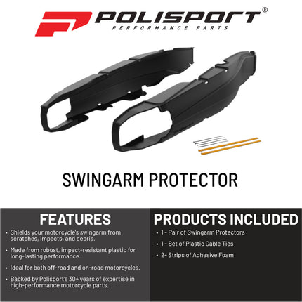 Polisport Motocross Motorcycles (MX) Swingarm Protector for Beta RR 250/300/350 (2013-2026), Xtrainer 300 (2015-2026) Dirt Bikes - High Impact & Abrasion Resistance Easy - Black