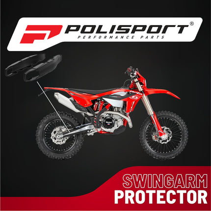 Polisport Motocross Motorcycles (MX) Swingarm Protector for Beta RR 250/300/350 (2013-2026), Xtrainer 300 (2015-2026) Dirt Bikes - High Impact & Abrasion Resistance Easy - Black