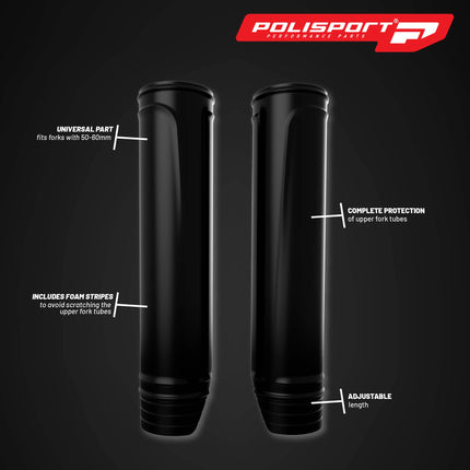 Polisport Upper Fork Protectors Black | Durable Polypropylene for Honda CRF, Yamaha YZ/YZF, KTM SX/SXF, Universal Fit Motocross/Enduro Fork Protection