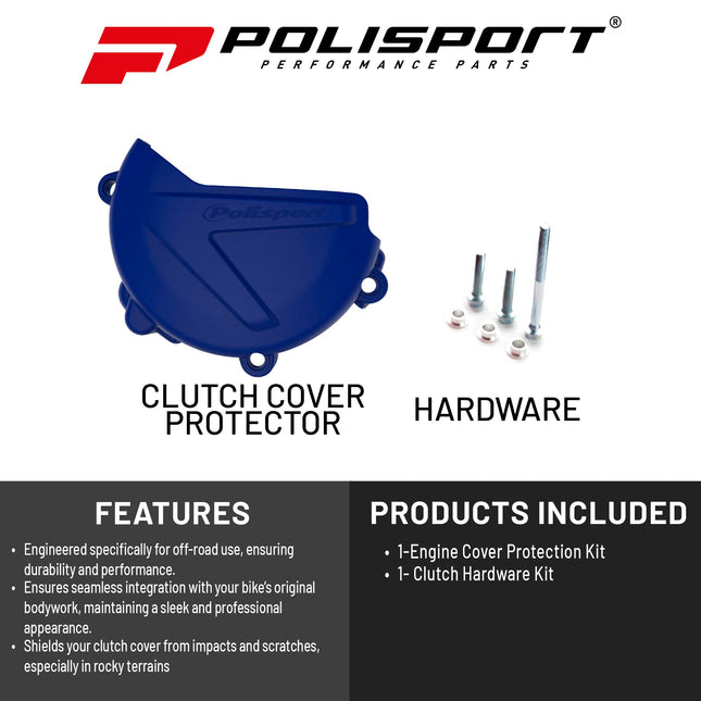 Polisport Clutch Cover Protector Kit (Blue) - Compatible with Yamaha YZ125(2008-2024)