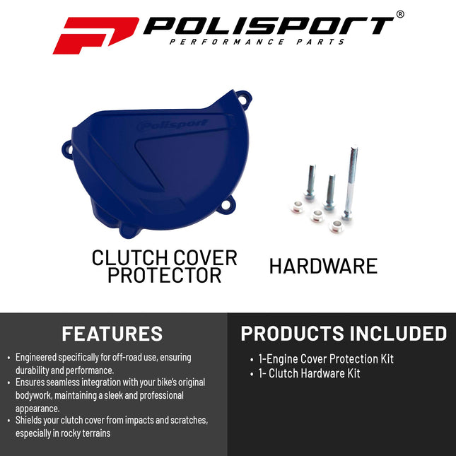 Polisport Clutch Cover Protector Kit (Blue) - Compatible with Yamaha YZ250(2004-2024)/YZ250X(2017-2024)