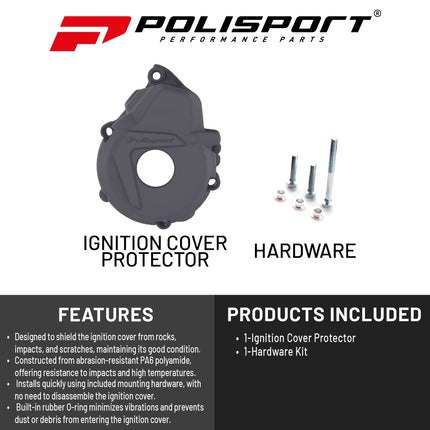 Polisport Ignition Cover Protector Kit - Nardo Grey - KTM EXC-F/FR 250/350 (2018-19) & Husqvarna FE 250/350 (2017-23) - Impact-Resistant PA6 Polyamide