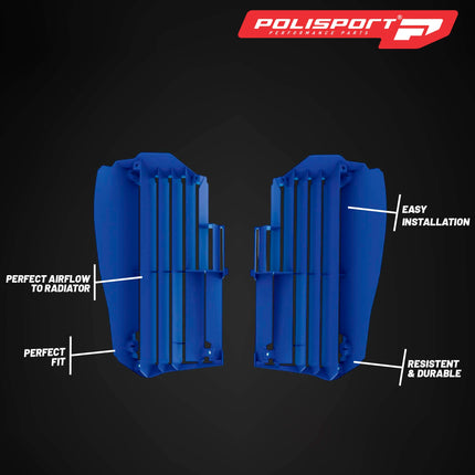 Polisport Radiator Louvers - Blue Panels for Yamaha YZ 450F (2018-2022) Yamaha YZ 250F/450FX/WR 450F (2019-2023) Yamaha YZ 250FX/WR 250F (2020-2023) - OEM Fit, Durable Plastic, Enhanced Airflow