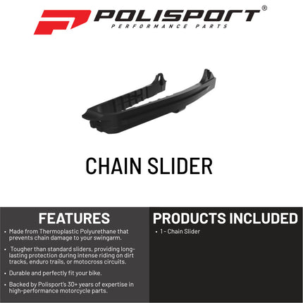 Polisport Motocross Motorcycles (MX) Chain Slider for  Suzuki RMZ250 (2019-2025), RMZ450 (2018-2025) Dirt Bikes - High Abrasion & Impact Resistance, Lightweight Swingarm Protection - Black