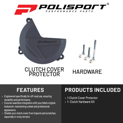 Polisport Clutch Cover Protector Kit (Grey) - Compatible with Sherco SE250/300(2014-2018)