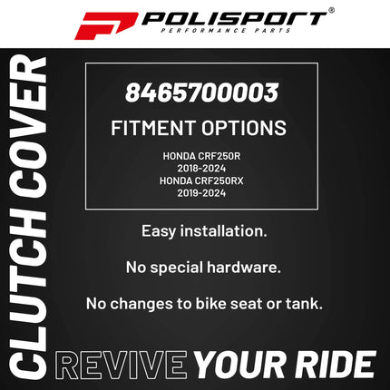 Polisport Clutch Cover Protector Kit (Grey) - Compatible with Honda CRF250R(2018-2024) CRF250RX(2019-2024)