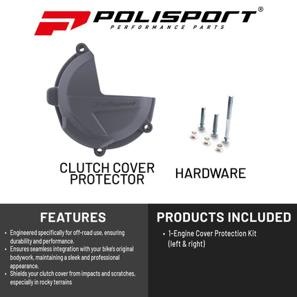 Polisport Clutch Cover Protector Kit (Grey) - Compatible with Beta RR 250/300(2016)