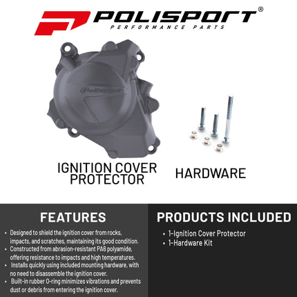 Polisport Motocross Motorcycles (MX) Ignition Covers Protector Kit for Honda CRF250R (2018-24) & CRF250RX (2019-24) Dirt Bikes - Impact-Resistant PA6 Polyamide, Protects Against Rocks and Scratches.