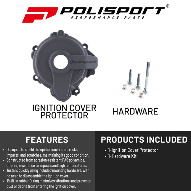 Polisport Motocross Motorcycles (MX) Ignition Covers Protector Kit for Sherco SE 250/300 (2014-24)Dirt Bikes - Impact Resistant PA6 Polyamide, Protects Against Rocks and Scratches for Enduro/MX - Nardo Grey