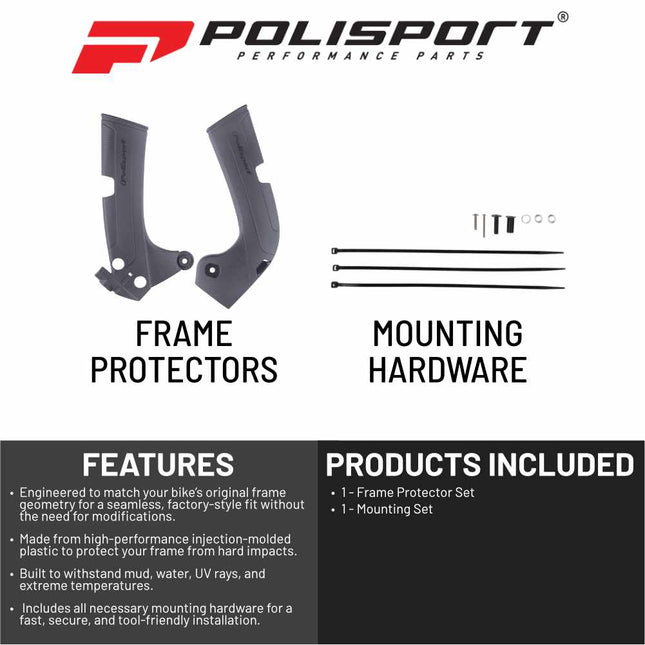 Polisport Motocross (MX) Motorcycle Frame Protector for Honda CRF 250R/250RX/450R (2017-2019) Dirt Bikes- OEM Quality for Superior Fit & Durable Protection, Easy Installation - Nardo Grey