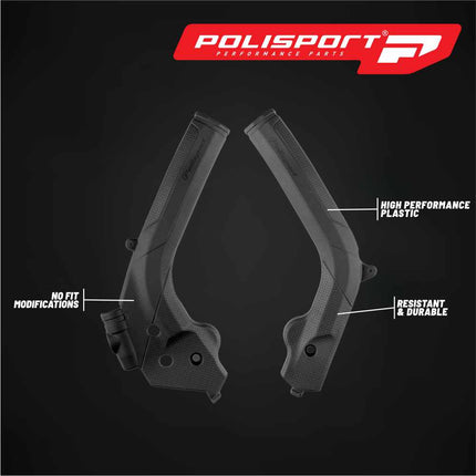 Polisport Motocross (MX) Motorcycle Frame Protector for KTM EXC/XC-W/SX/XC & Husqvarna TE/FE/FC/TC/FX/TX (16-19) Dirt Bikes- OEM Quality for Superior Fit & Durable Protection, Easy Installation - Blk