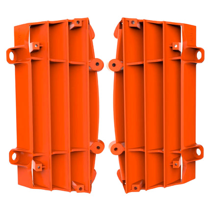 Polisport Radiator Louvers Orange Panels for KTM 125SX (2007-10) 150 SX (2009-10) 250SX/SX-F/XC/XC-F (2007-10) 300XC (2007-10) 450SX-F/XC-F (2007-10) 530EXC (2008-11) Durable Plastic, Enhanced Airflow