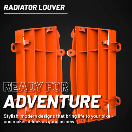 Polisport Radiator Louvers Orange Panels for KTM 125SX (2007-10) 150 SX (2009-10) 250SX/SX-F/XC/XC-F (2007-10) 300XC (2007-10) 450SX-F/XC-F (2007-10) 530EXC (2008-11) Durable Plastic, Enhanced Airflow