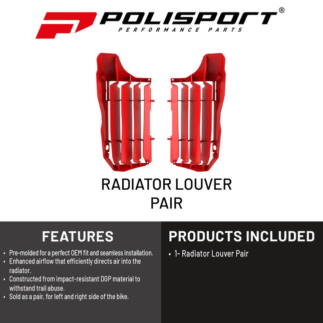 Polisport Radiator Louvers - Red Panels for GasGas MC 250F (2021-2026)  - OEM Fit, Durable Plastic, Enhanced Airflow, Easy Installation