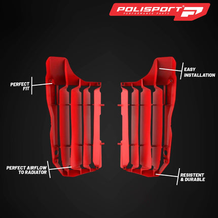 Polisport Radiator Louvers - Red Panels for GasGas MC 250F (2021-2026)  - OEM Fit, Durable Plastic, Enhanced Airflow, Easy Installation