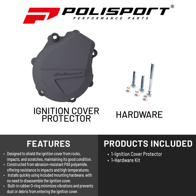 Polisport Motocross Motorcycles (MX) Ignition Covers Protector Kit for KTM EXC-F 450/500, Husqvarna FE 450/501 (2017-23) - Cinzento 41, Dirt Bikes - Impact-Resistant PA6 Polyamide, -Nardo Grey