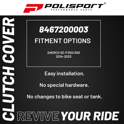 Polisport Clutch Cover Protector Kit (Grey) - Compatible with SHERCO SE-F250/300(2014-2023)