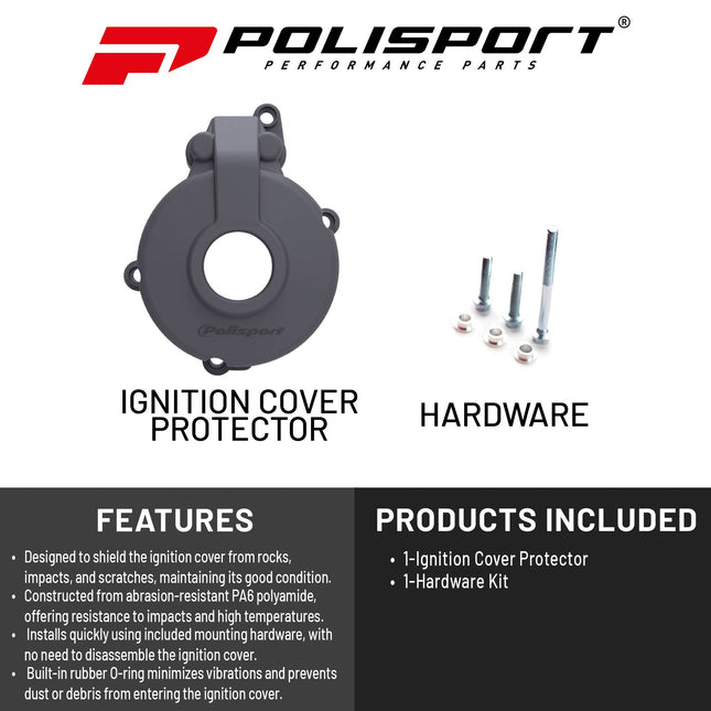 Polisport Motocross Motorcycles (MX) Ignition Covers Protector Kit for Sherco SE-F 250/300(2013-24)Dirt Bikes - Impact-Resistant PA6 Polyamide, Protects Against Rocks and Scratches Nardo Grey
